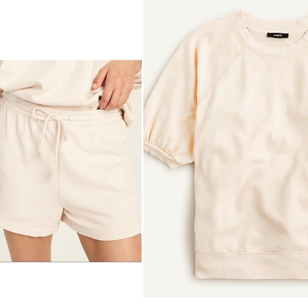 J. Crew Cream Short-Sleeve Sweatshirt